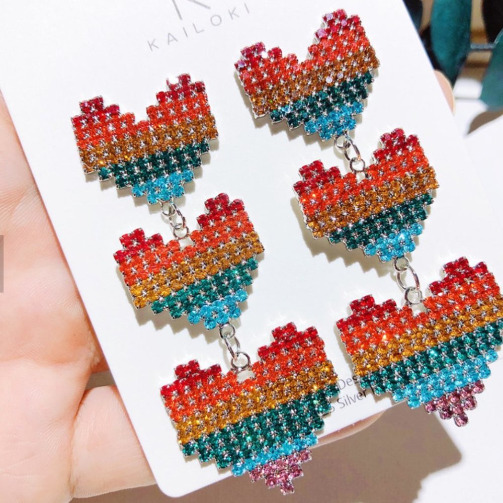 ✅NEW! Rainbow Heart Earrings